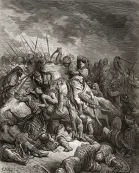 リチャードI（1157-99）1191年にアルスフで戦ったライオンハート。JFの「Bibliotheque des Croisades」のイラスト。ミショー、1877